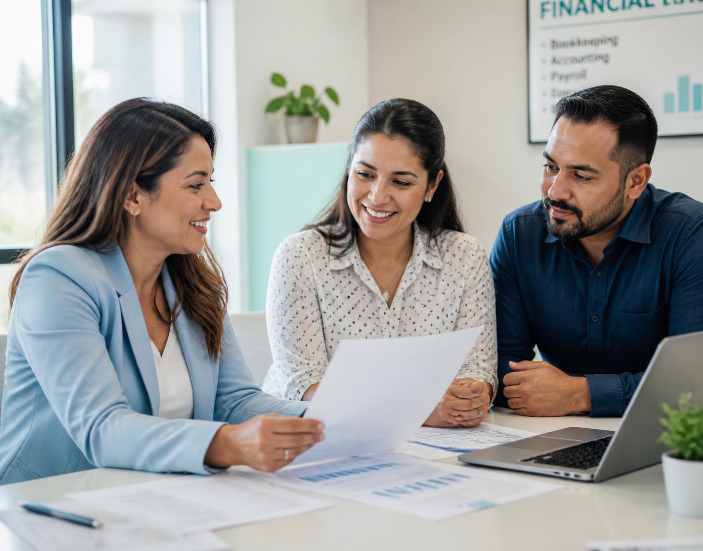 Equipo de K1 Bookkeeping revisando los reportes financieros de un cliente